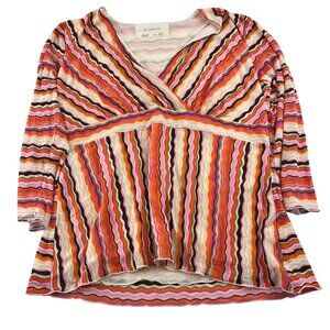 Liz Claiborne XL Multicolor V-Neck Long Sleeve Top‎ Y2k